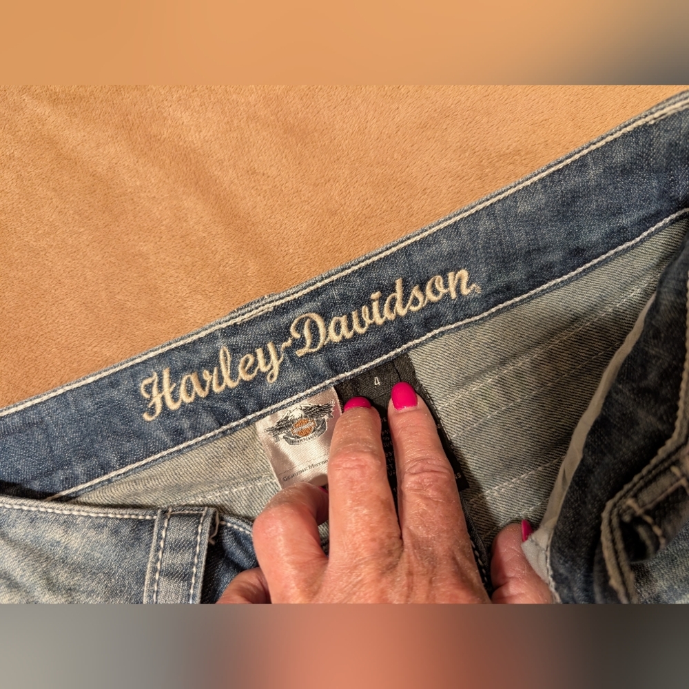 Authentic Harley-Davidson® Stylish Blue Jeans with Embellished Rhinestone Size 4 - Picture 15 of 16